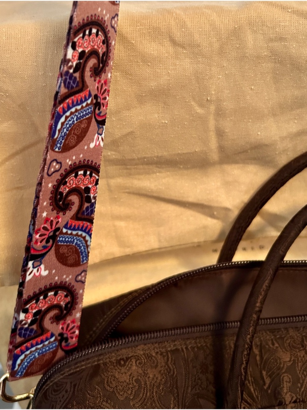 Etro Dark Brown Paisley Weekender with Pink Paisley Strap - Picture 11 of 12